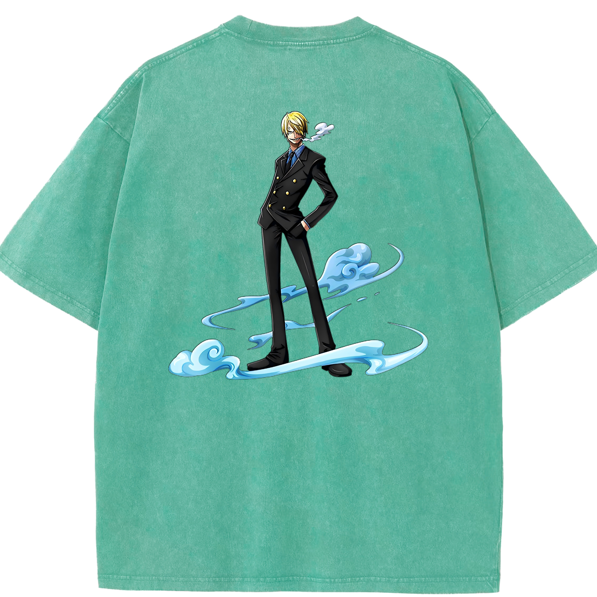 ワンピース サンジ ONE PIECE Sanji 綿100% ヴィンテージ風 半袖Tシャツ（背面プリント）
